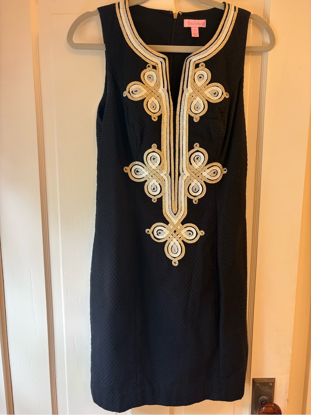 Lilly Pulitzer Black Sleeveless Dress with Gold Trim Size 2